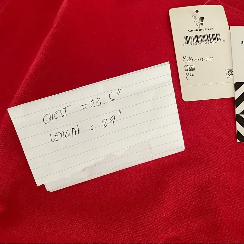 FREE PEOPLE x SANDRINE‎ ROSE Red Blood New Crew Sweats The outsider sz Large NEW